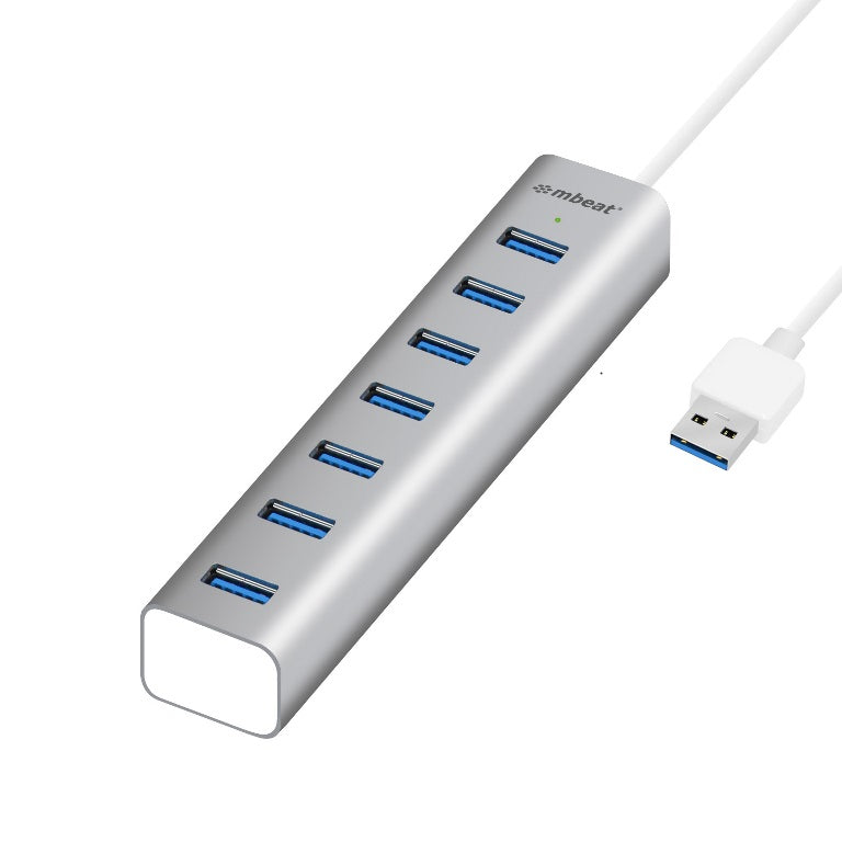 mbeat 7-Port USB 3.0 Powered Hub - USB 2.0/1.1/Aluminium Slim Design Hub with Fast Data Speeds (5Gbps) Power Delivery for PC and MAC devices Weight: mbeat 7-Port USB 3.0 Powered Hub - USB 2.0/1.1/Aluminium Slim Design Hub with Fast Data Speeds (5Gbps) Power Delivery for PC and MAC devices Weight: